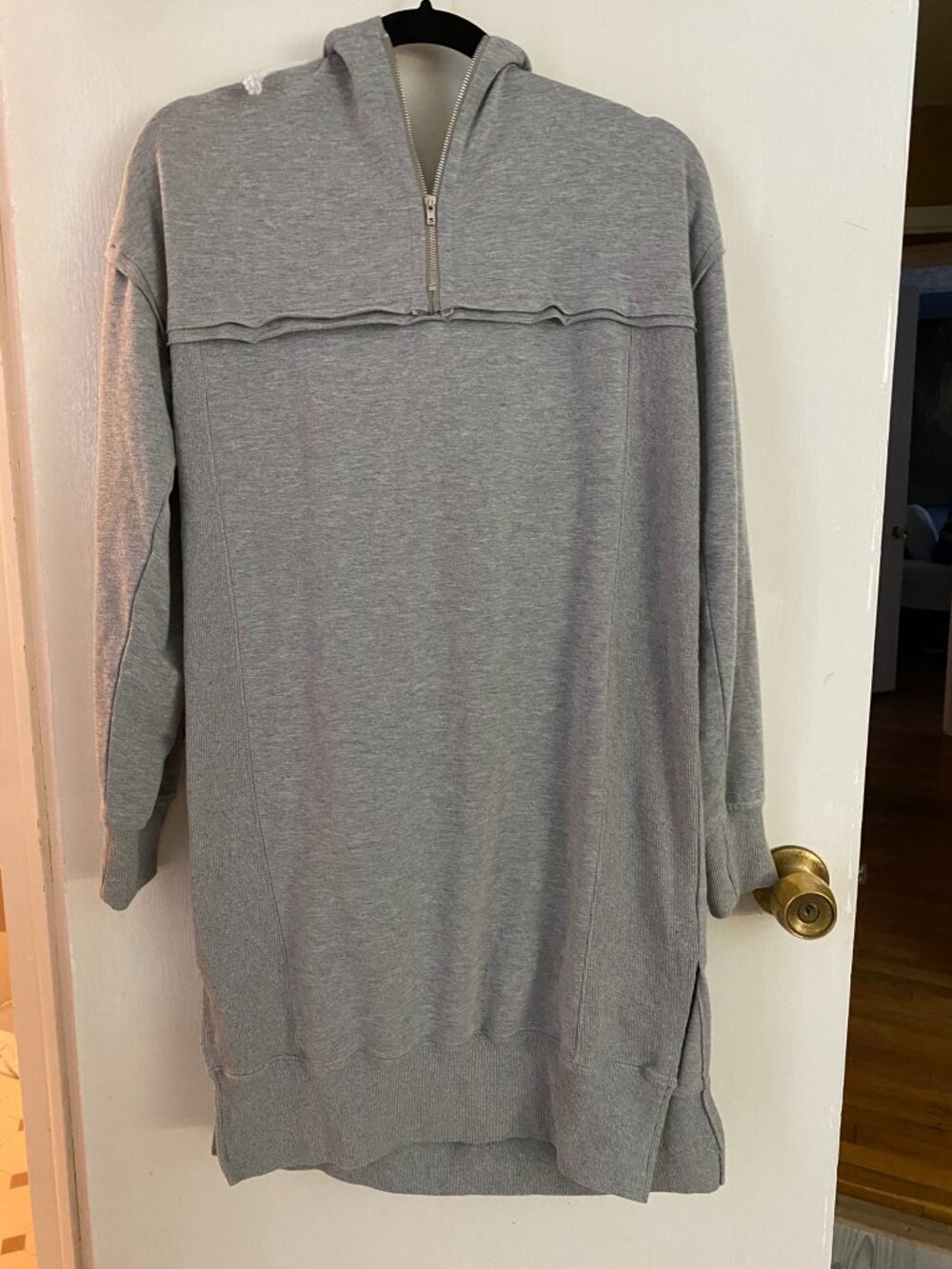 STITCHDROP Heather Gray 1/4 Zip Longline Hoodie Tunic Coverup Dress - M